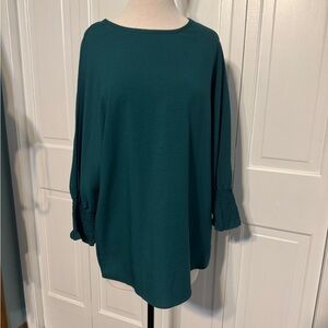Teal Women's Top with Ruffled Sleeves. No tags but Sz L-XL new never worn
